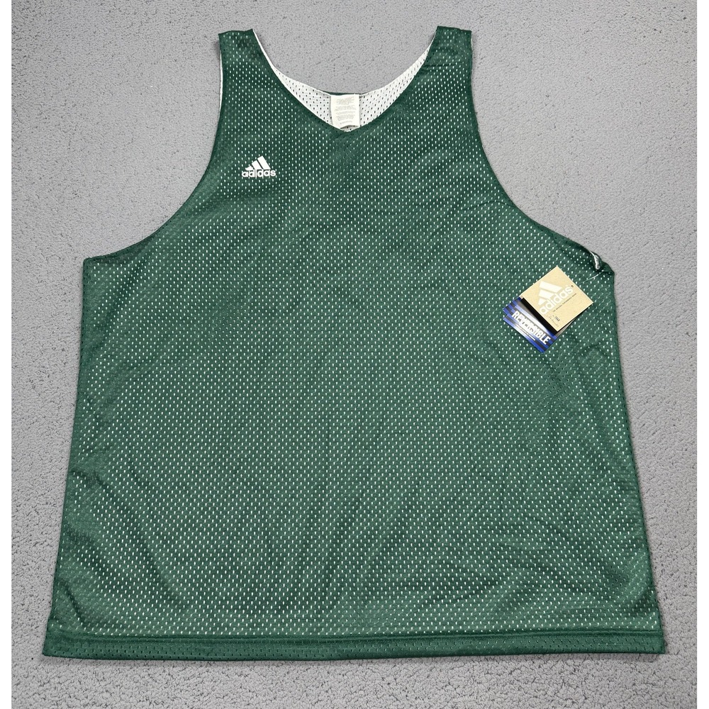 NWT Adidas Reversible Tank Top Mens XL Green Mesh Sleeveless Basketball Jersey